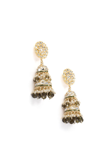 Layered Pearls multi-tier gold chandelier earrings with cascading pearl strands, by Luxani