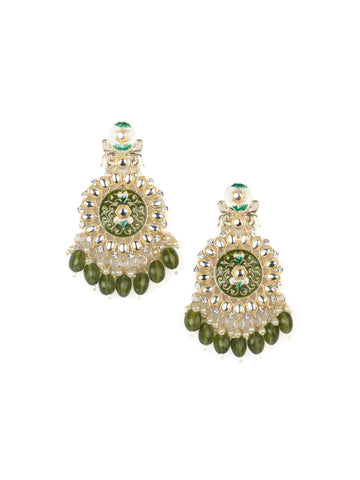 Forest Cluster gold chandelier earrings with dark forest-green bead drops, by Luxani