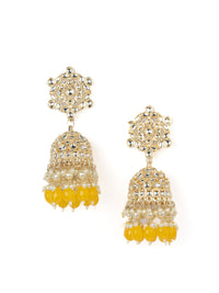 Honey Lattice yellow gold-lattice filigree jhumka earrings, by Luxani
