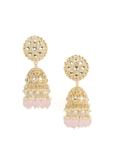 Blush Halo baby pink round filigree halo earrings, by Luxani