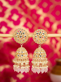 Blush Halo baby pink round filigree halo earrings, by Luxani