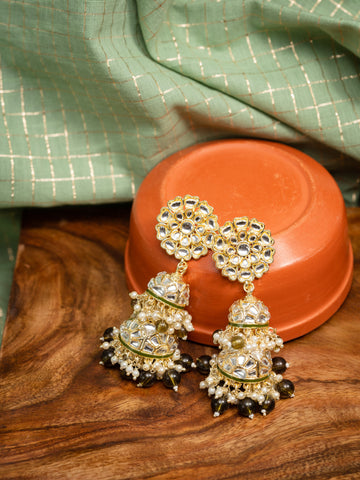 Layered Pearls multi-tier gold chandelier earrings with cascading pearl strands, by Luxani